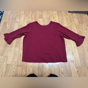 Talbots Burgundy Ruffle Sleeve Top